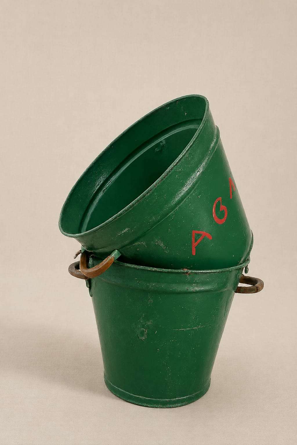 Cubos de Metal Vintage Verdes con Marcaje - Imagen 2