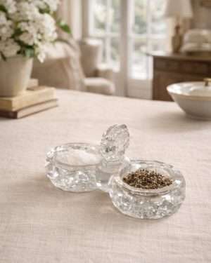 Salero doble cristal pequeño de pellizco