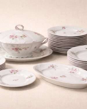 Vajilla de Limoges flores rosas 48 piezas