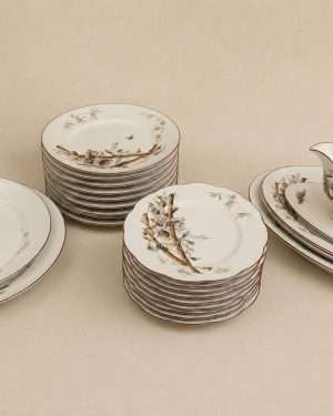 Vajilla porcelana París motivos pájaros 27 piezas