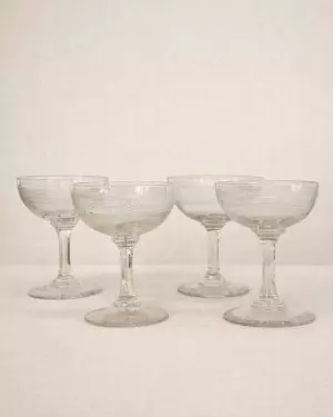 4 copas Champagne cristal tallado