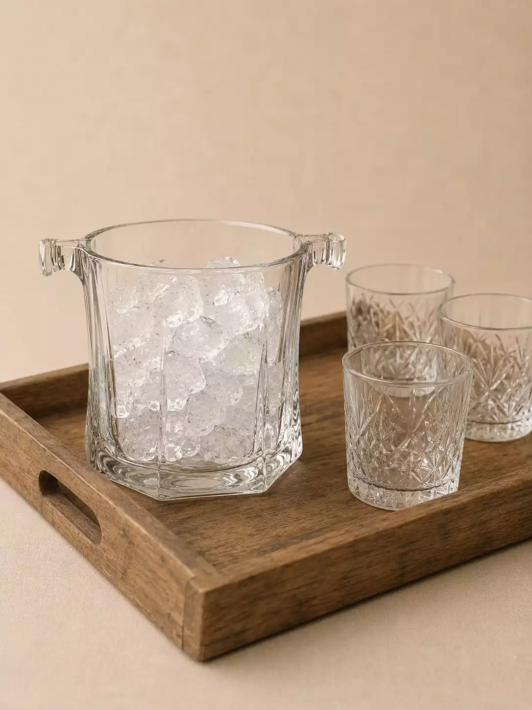 Cubitera de cristal tallado con asas - Imagen 3