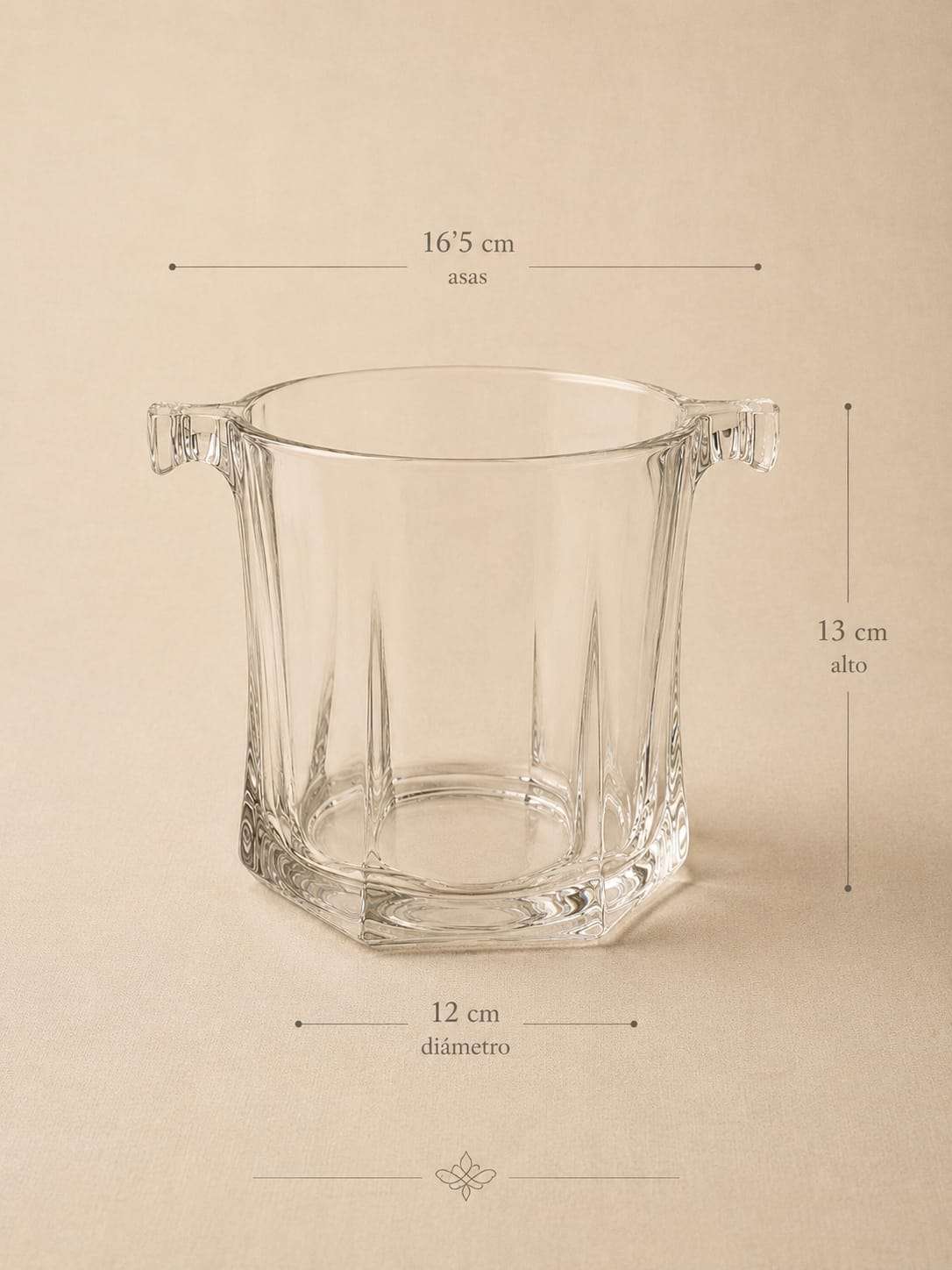 Cubitera de cristal tallado con asas