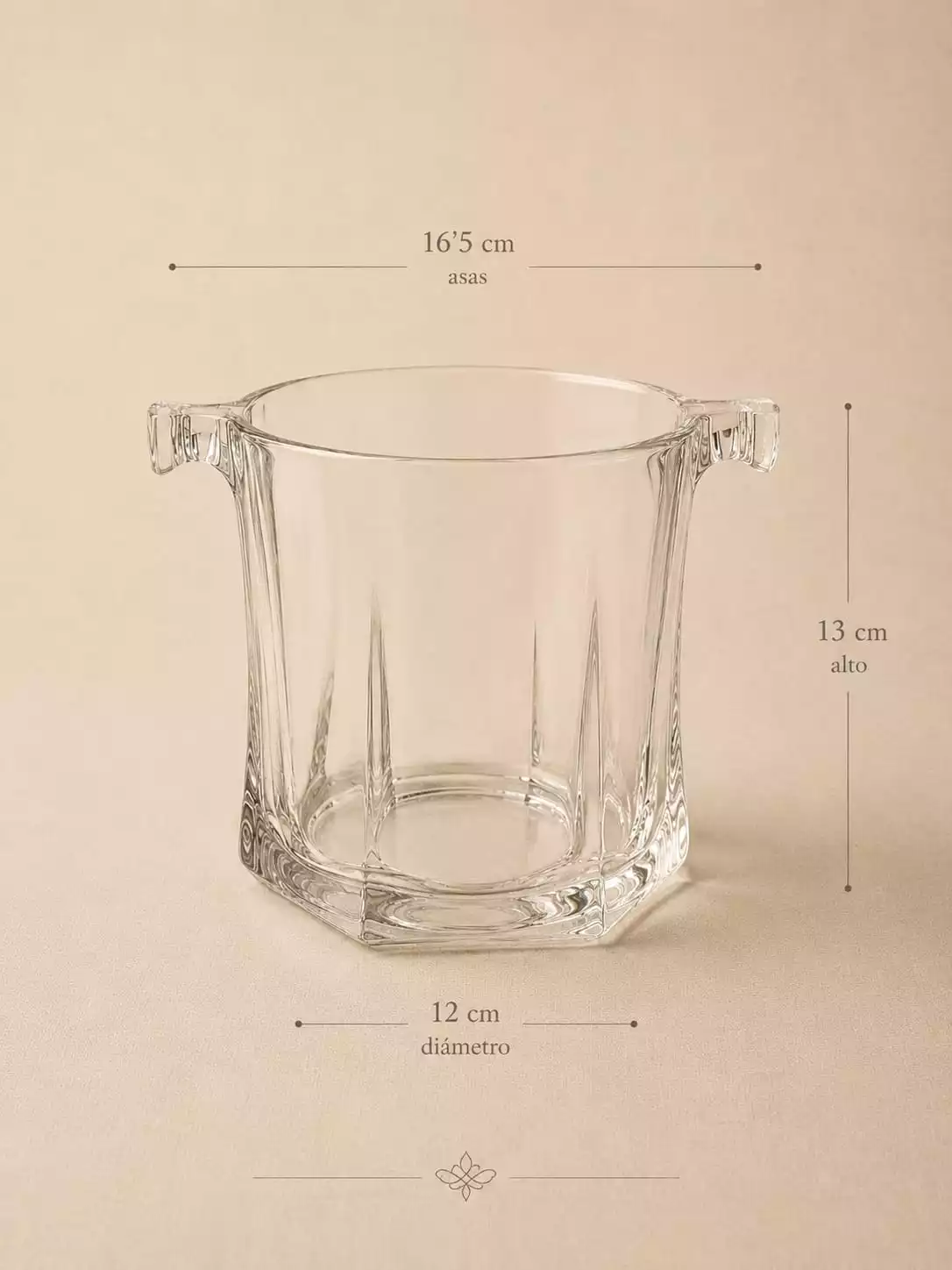 Cubitera de cristal tallado con asas