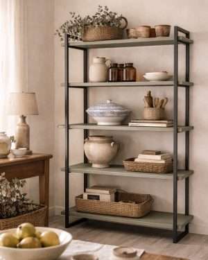 Estanterías Mod. JFA hierro y madera azul (a medida)