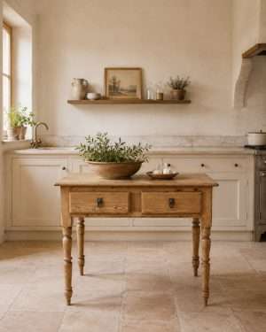 Mesa tocinera de madera restaurada