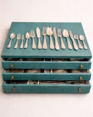 Cubertería plata francesa modelo Perles de 185 piezas