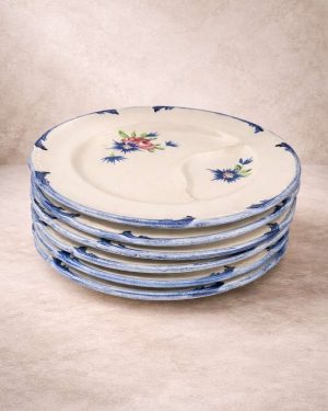 Platos espárragos (6) pintados a mano Brémat Longchamp 1920